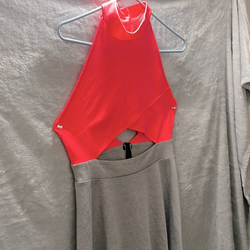 Dress coral & grey semi backout dress grey with tennis